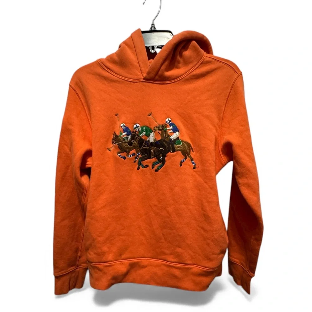 Polo by Ralph Lauren Vibrant Orange Hoodie with Polo Design large (14-16)